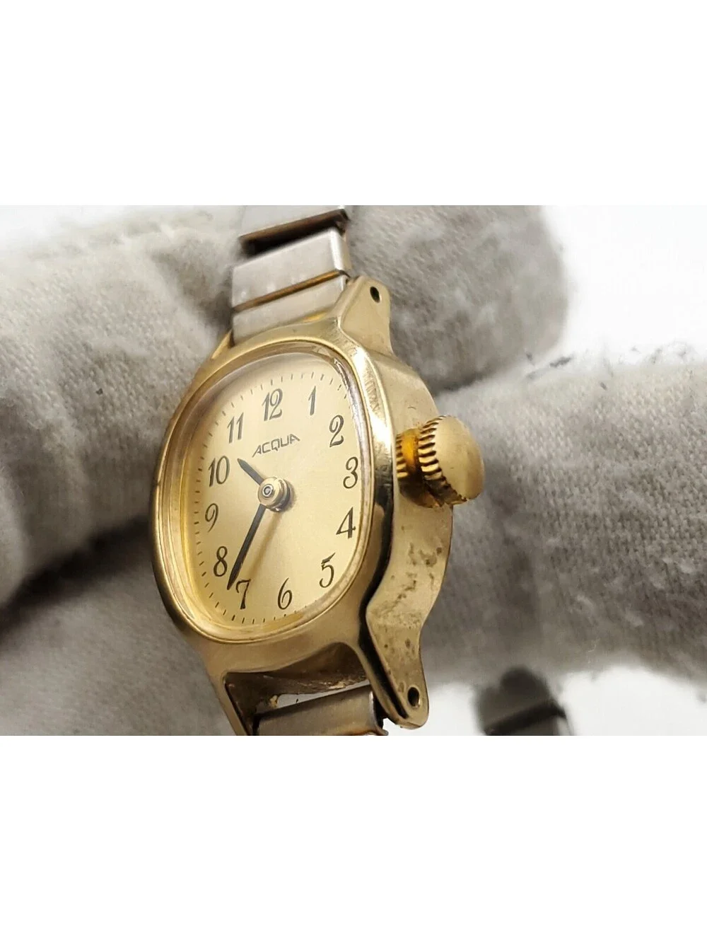 Vintage Acqua Timex Lady Gold Tone Hand-Winding Mechanical Watch Running